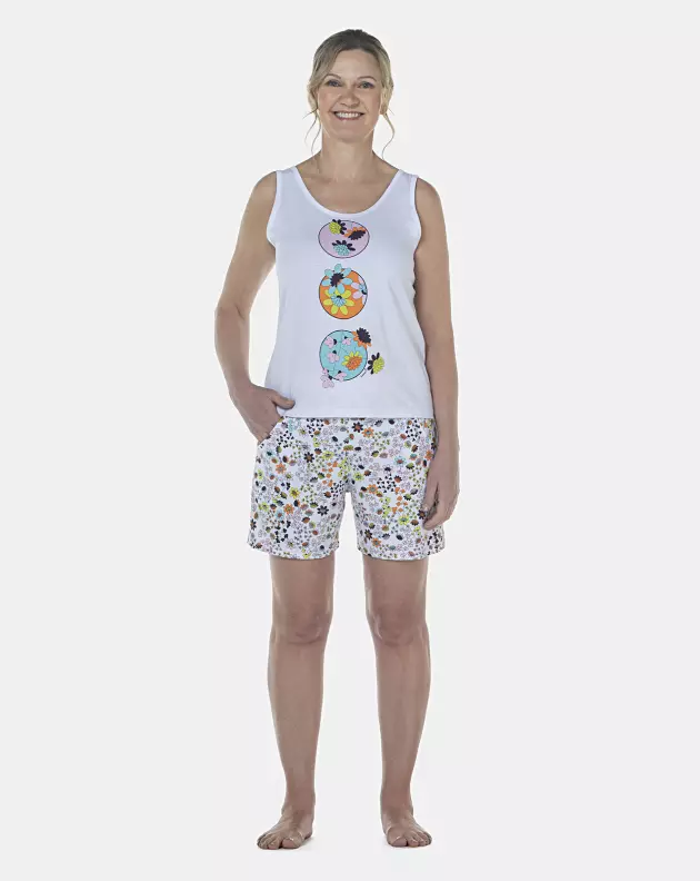 Pijama Feminino Adulto Regata e Bermuda