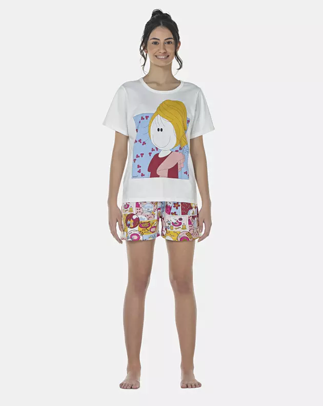 Pijama Feminino Adulto Manga Curta e Short