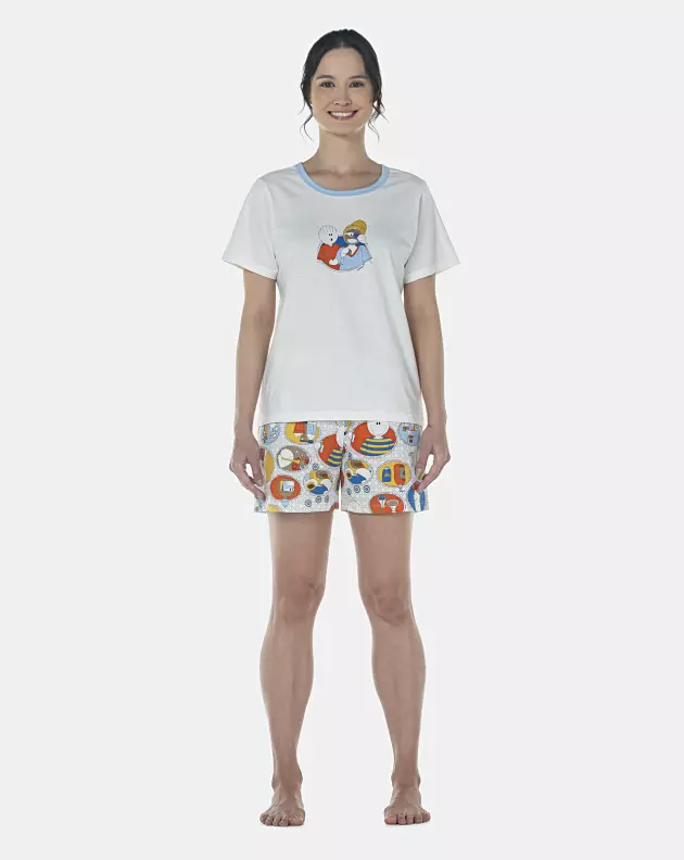 Pijama Feminino Adulto Manga Curta e Short