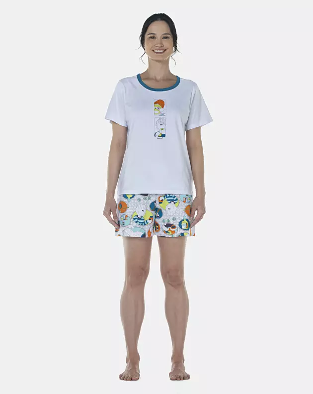 Pijama Feminino Adulto Manga Curta e Short