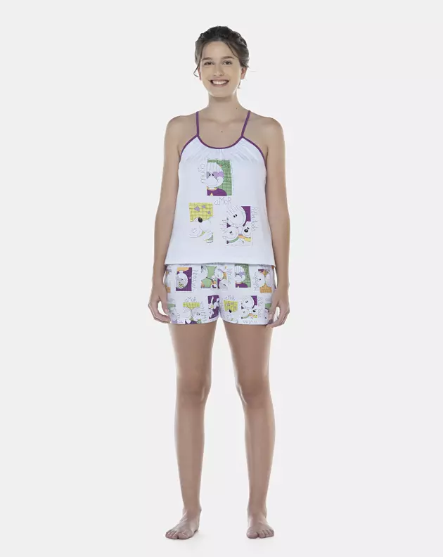 Pijama Feminino Adulto Alça e Short