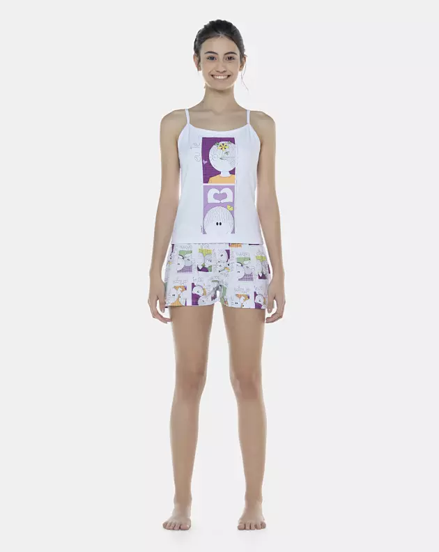 Pijama Feminino Adulto Alça e Short