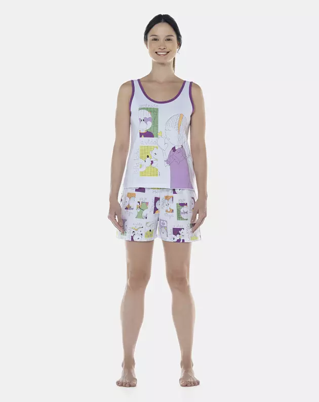 Pijama Feminino Adulto Regata e Short