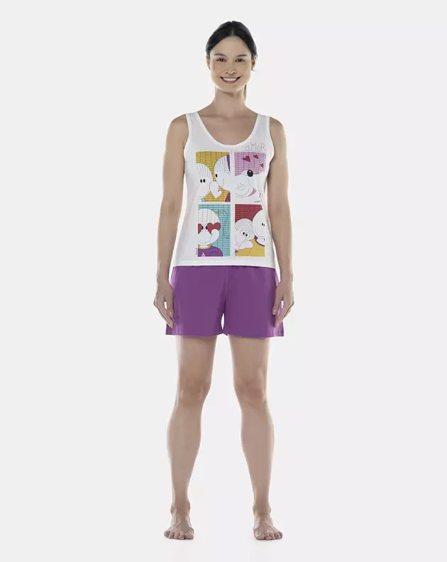 Pijama Feminino Adulto Regata e Short