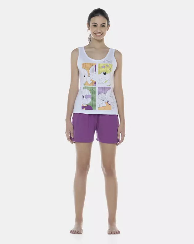 Pijama Feminino Adulto Regata e Short