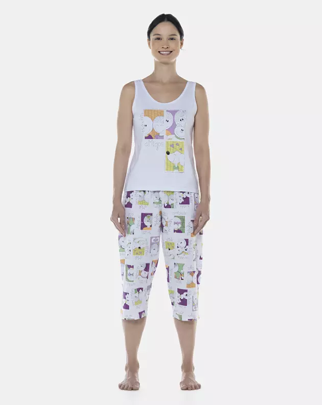 Pijama Feminino Adulto Regata e Corsário