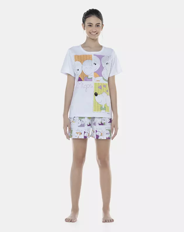 Pijama Feminino Adulto Manga Curta e Short