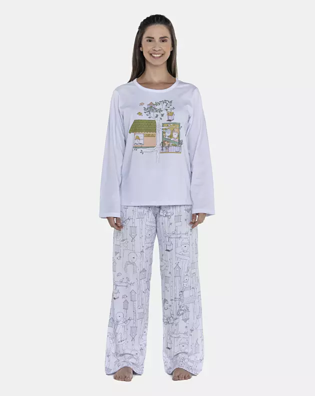 Pijama Feminino Adulto Manga Longa e Calça