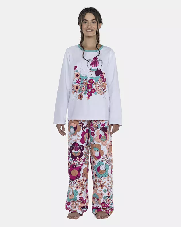 Pijama Feminino Adulto Manga Longa e Calça Moletinho