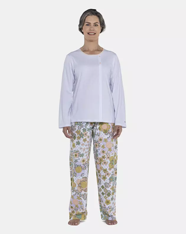 Pijama Feminino Adulto Manga Longa e Calça