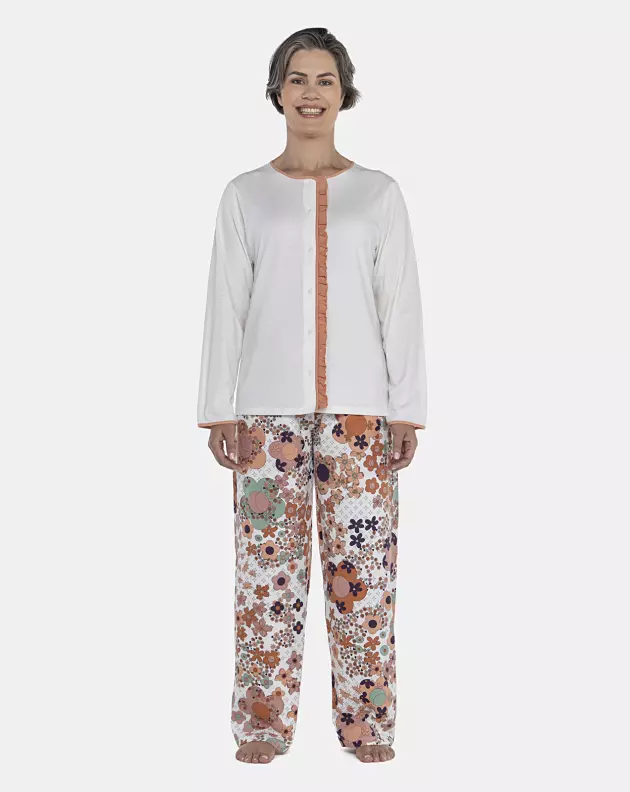Pijama Feminino Adulto Manga Longa e Calça