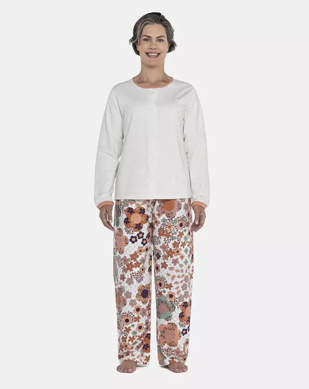 Pijama Feminino Adulto Manga Longa e Calça Moletinho