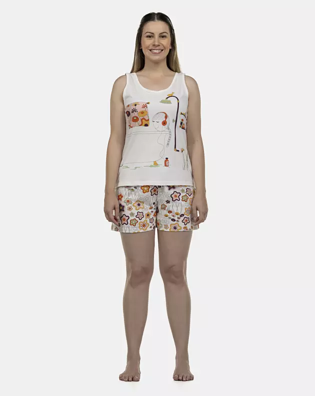 Pijama Feminino Adulto Regata e Short