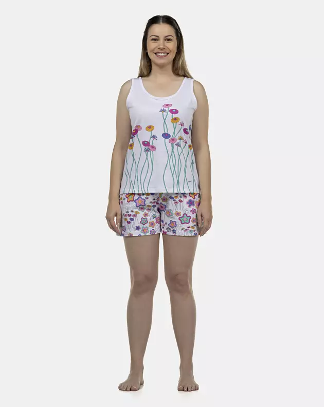 Pijama Feminino Adulto Regata e Short