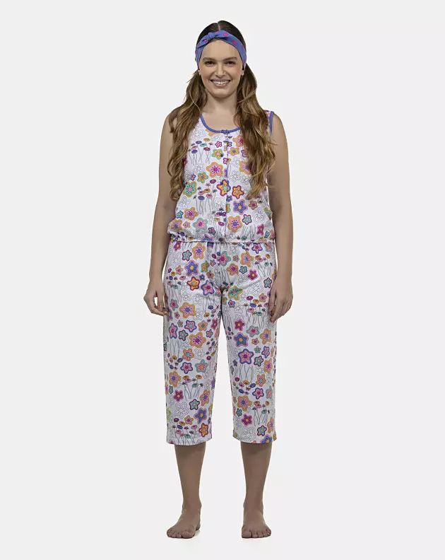 Pijama Feminino Adulto Regata e Corsário