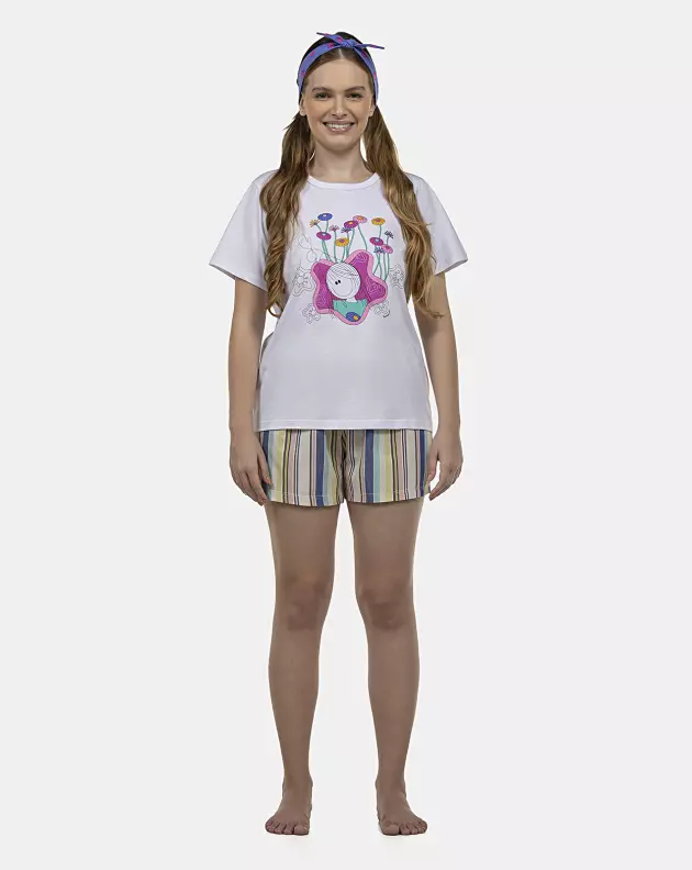 Pijama Feminino Adulto Manga Curta e Short