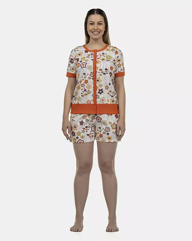 Pijama Feminino Adulto Manga Curta e Short