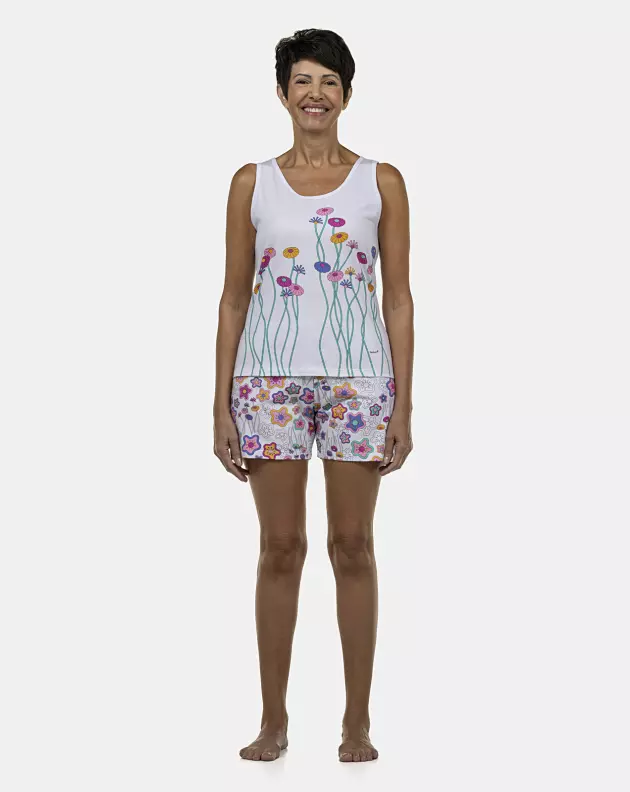 Pijama Feminino Adulto Regata e Bermuda