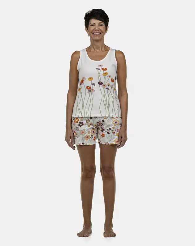 Pijama Feminino Adulto Regata e Bermuda