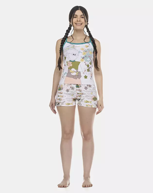 Pijama Feminino Adulto Alça e Short