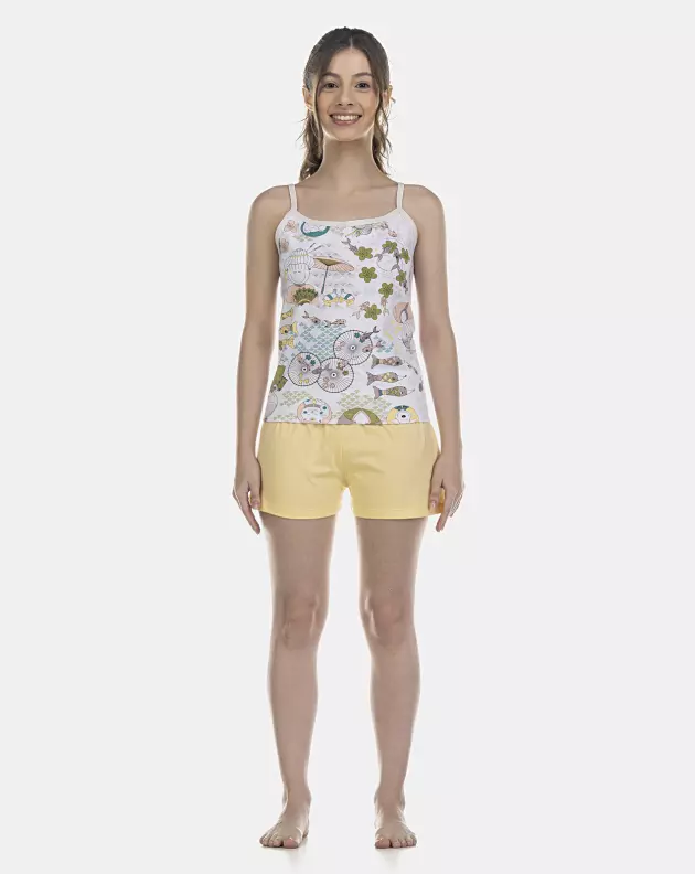 Pijama Feminino Adulto Alça e Short