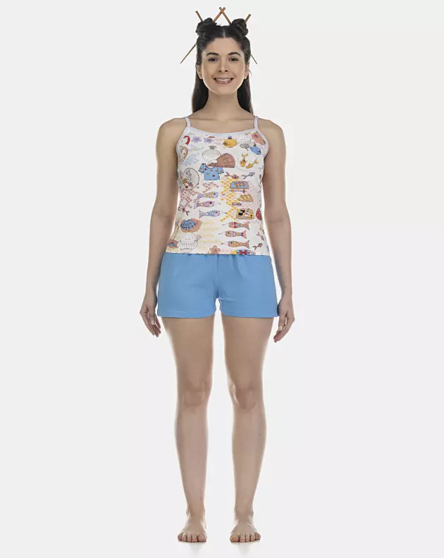 Pijama Feminino Adulto Alça e Short