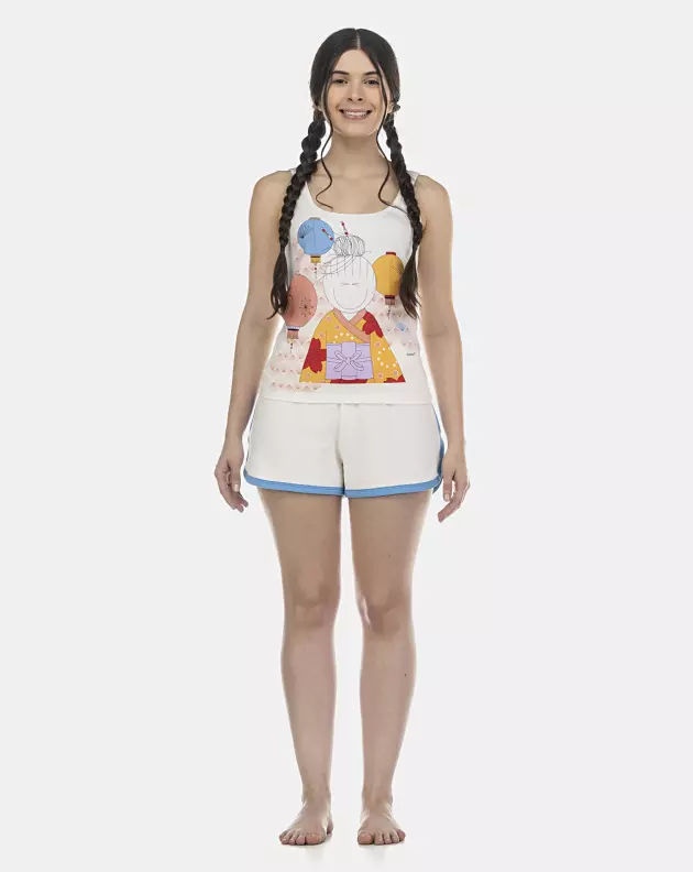Pijama Feminino Adulto Regata e Short Atoalhado