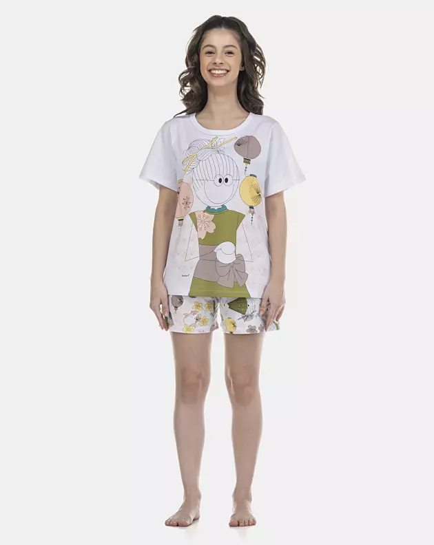 Pijama Feminino Adulto Manga Curta e Short