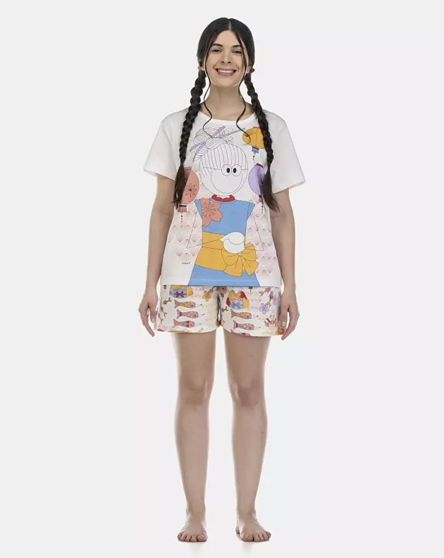 Pijama Feminino Adulto Manga Curta e Short