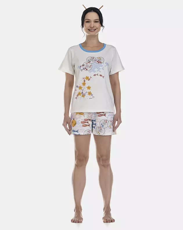Pijama Feminino Adulto Manga Curta e Short