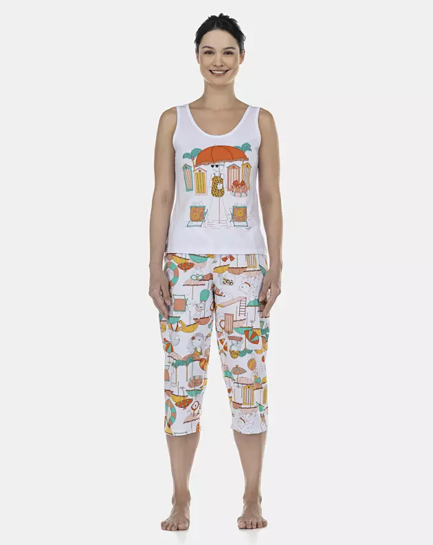 Pijama Feminino Adulto Regata e Corsário