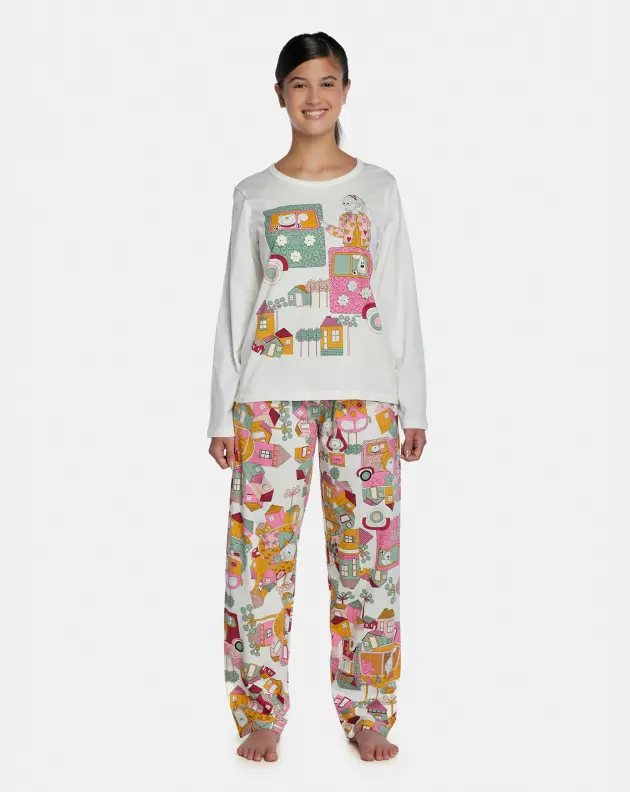 Pijama Feminino Adulto Manga Longa e Calça