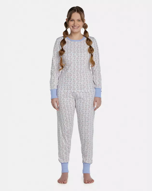 Pijama Feminino Adulto Manga Longa e Calça Com Punhos