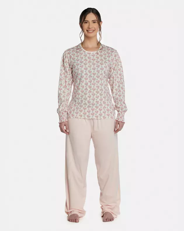Pijama Feminino Adulto Manga Longa e Calça