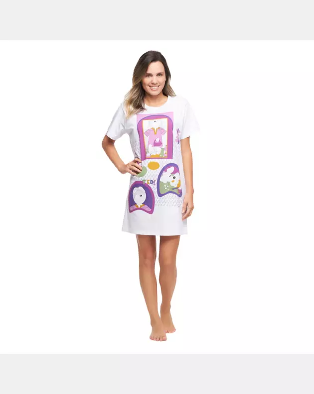 Camisão Feminino Adulto Manga Curta