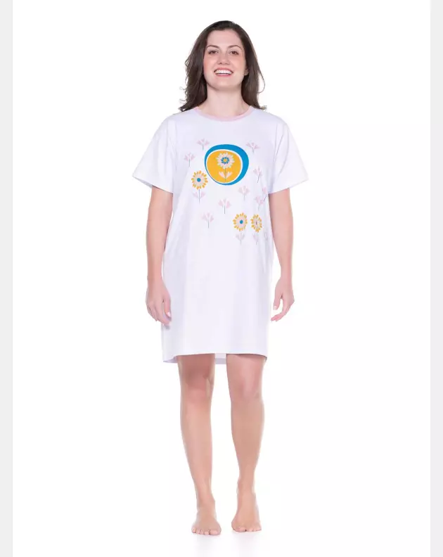 Camisão Feminino Adulto Manga Curta