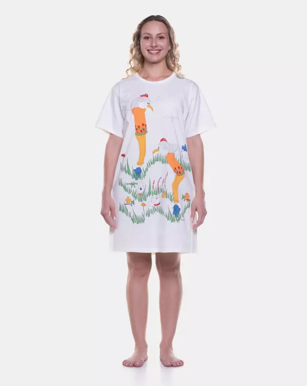 Camisão Feminino Adulto Manga Curta