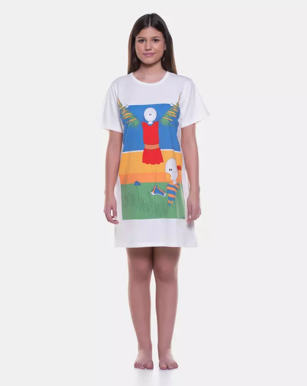 Camisão Feminino Adulto Manga Curta