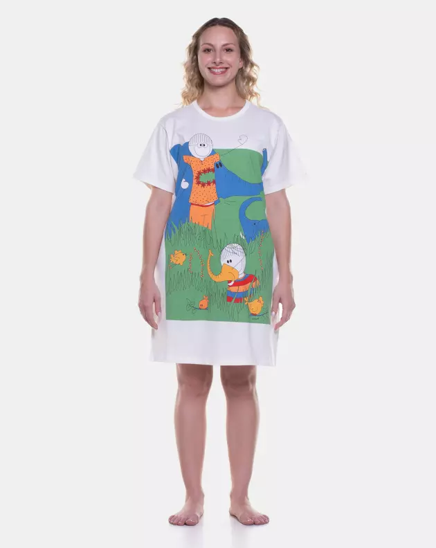 Camisão Feminino Adulto Manga Curta