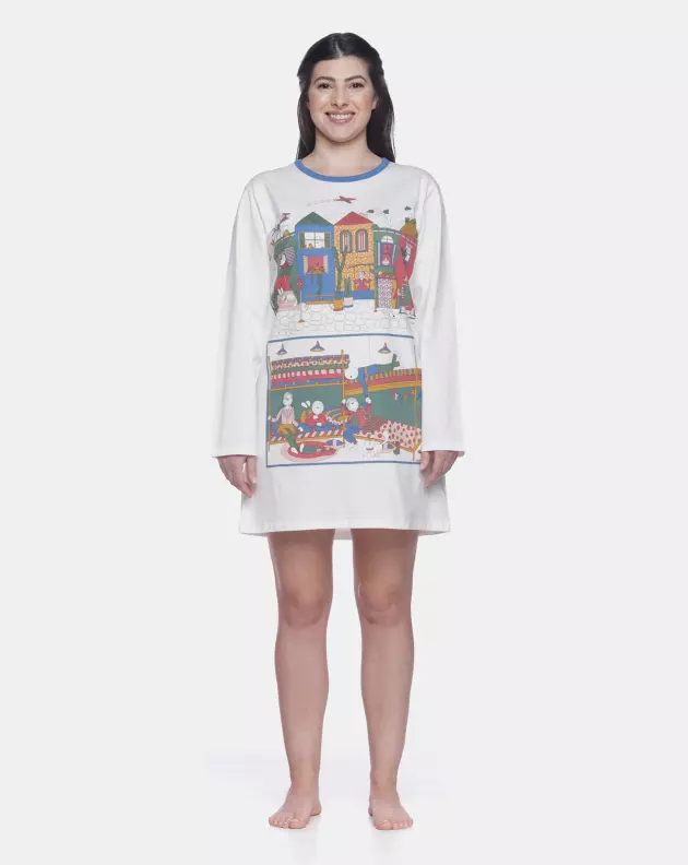 Camisão Feminino Adulto Manga Longa