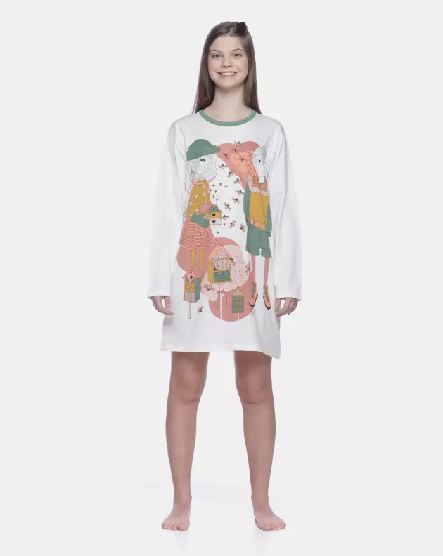 Camisão Feminino Adulto Manga Longa