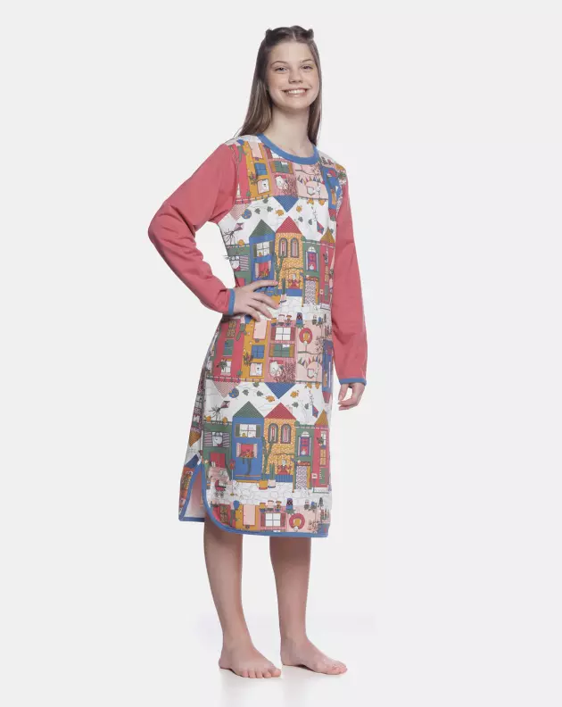 Camisão Feminino Adulto Manga Longa Moletinho