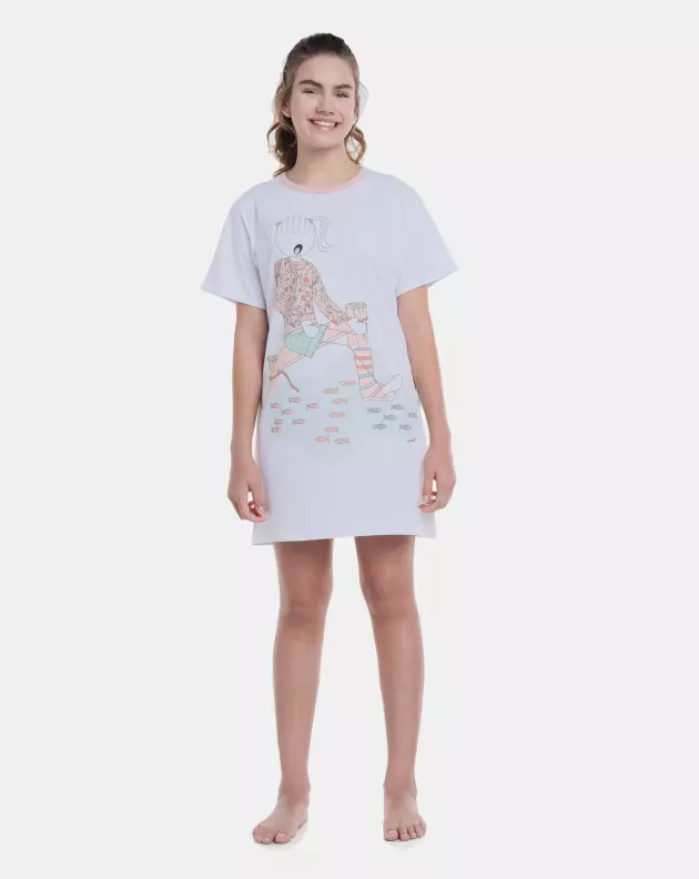 Camisão Feminino Adulto Manga Curta