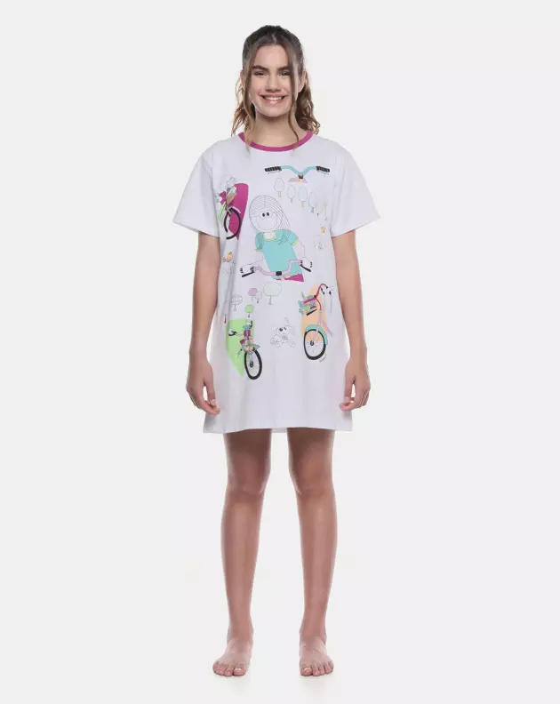 Camisão Feminino Adulto Manga Curta