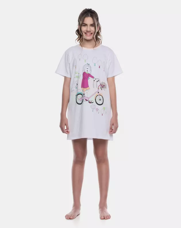 Camisão Feminino Adulto Manga Curta