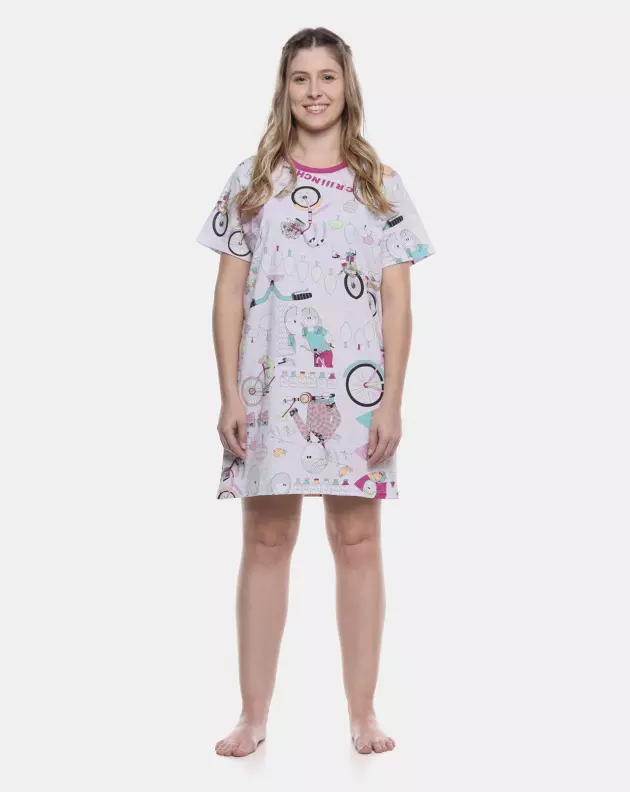 Camisão Feminino Adulto Manga Curta