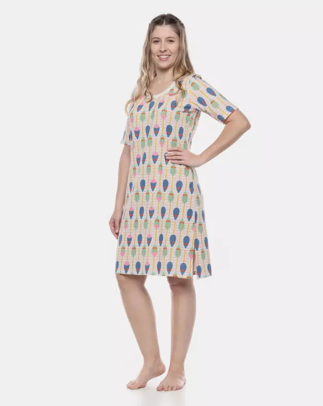 Camisão Feminino Adulto Manga Curta