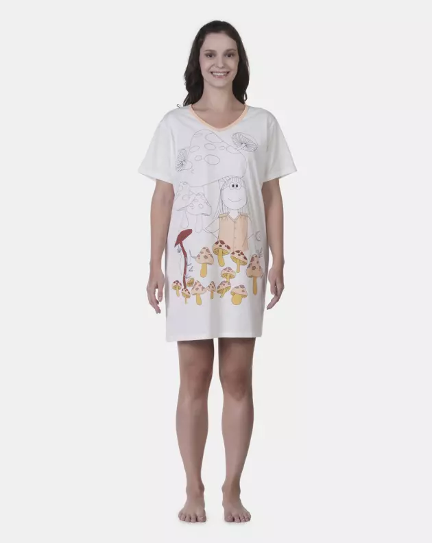 Pijama Camisão Feminino Decote V manga curta  Annie     