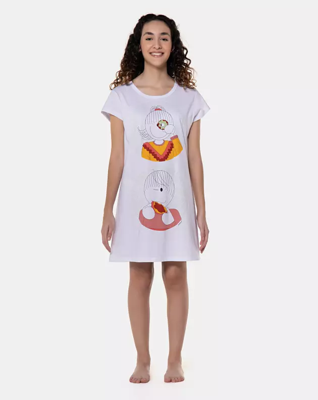 Camisão manga curta cinturado             