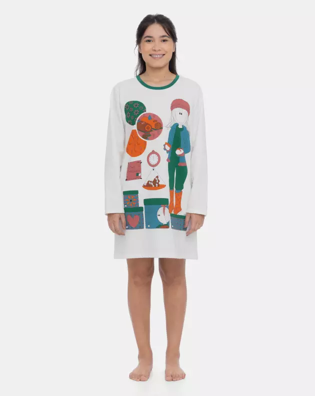 Camisão Feminino Adulto Manga Longa Pat